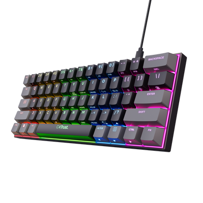 TECLADO MECANICO GAMER TRUST GXT 867 ACIRA MECANICO 60% NEGRO SWICH ROJO - Tienvir