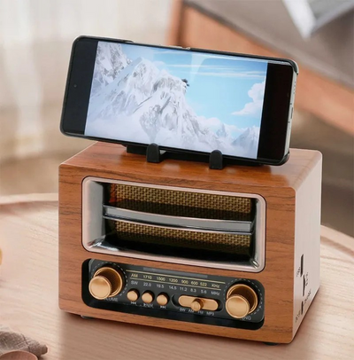 Radio Parlante Bluetooth con Soporte para Celular | Radio Recargable USB/SD FM/AM