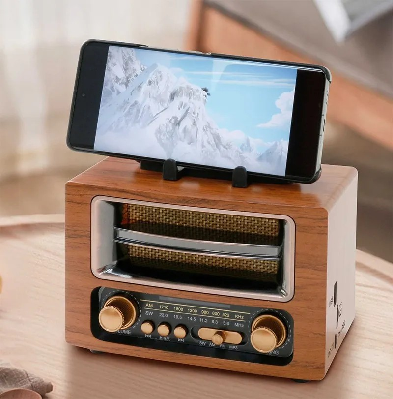 Radio Parlante Bluetooth con Soporte para Celular | Radio Recargable USB/SD FM/AM