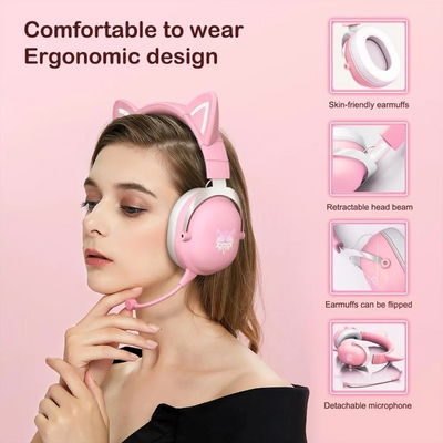 Diadema Gamer Bluetooth Onikuma B20 Orejas De Gato Para Pc, Xbox, Ps4, Ps5 - Tienvir