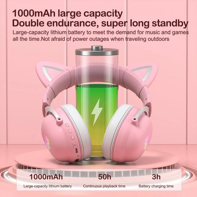 Diadema Gamer Bluetooth Onikuma B20 Orejas De Gato Para Pc, Xbox, Ps4, Ps5 - Tienvir
