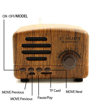 Mini Radio Parlante Bluetooth Vintage BP-PV129BT - Tienvir