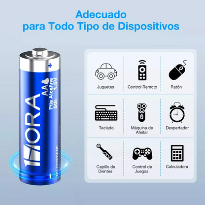 Pilas Alcalinas AA 1.5V Pack 4 Unidades 1HORA