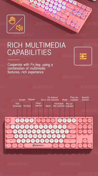 TECLADO MEMBRANA 80% GAMER RGB JERTECH PUNK DK600 - Tienvir
