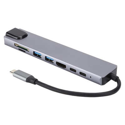 HUB Multipuerto Adaptador 8 en 1 A Tipo C TF SD RJ25 USB 3.0 - Tienvir