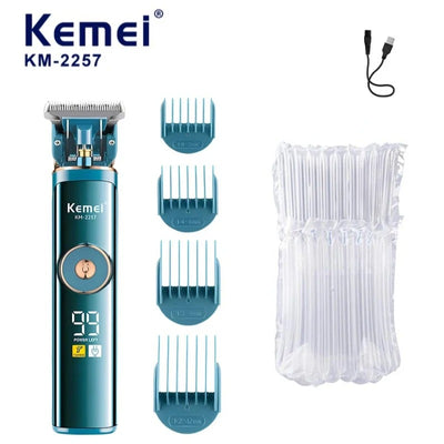 Máquina Cortadora de Cabello barbería profesional Kemei 2257 Profesional – Inalámbrica USB hecha en Titanio - Tienvir