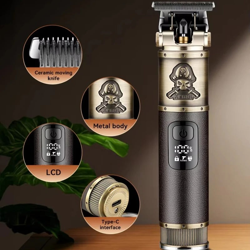 Máquina Cortadora de Cabello barbería profesional Kemei 2250 Profesional – Inalámbrica USB hecha en Titanio