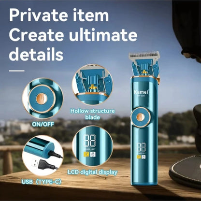 Máquina Cortadora de Cabello barbería profesional Kemei 2257 Profesional – Inalámbrica USB hecha en Titanio