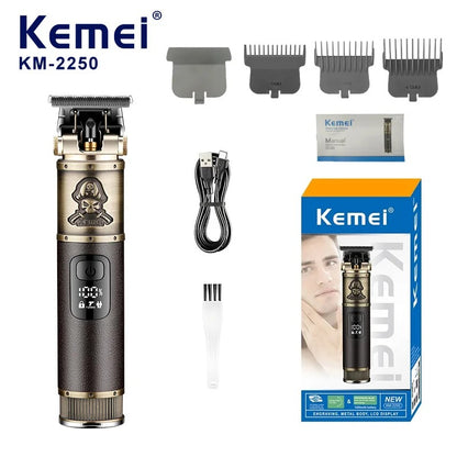 Máquina Cortadora de Cabello barbería profesional Kemei 2250 Profesional – Inalámbrica USB hecha en Titanio