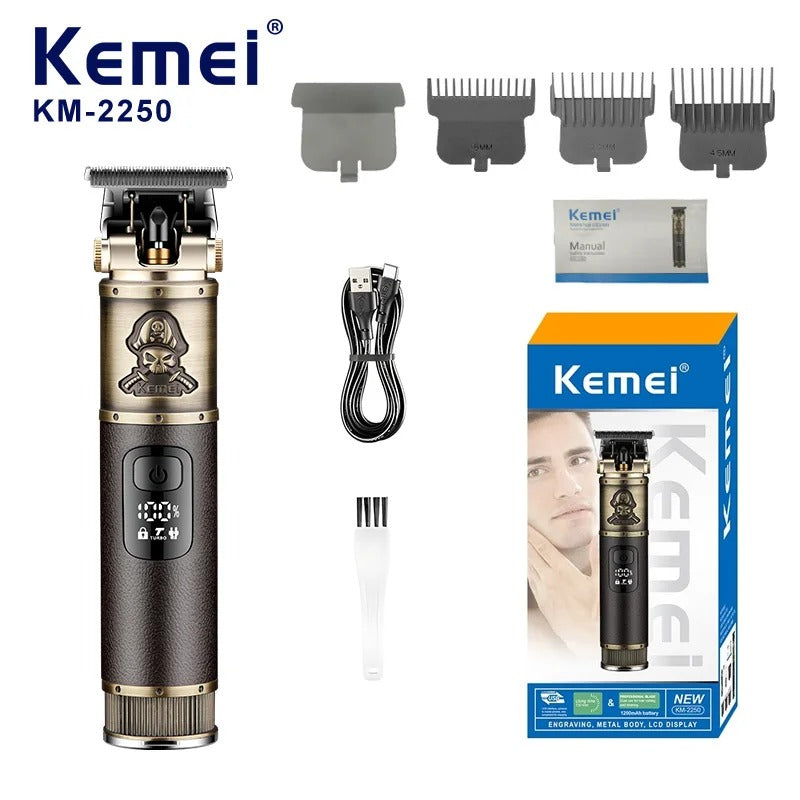 Máquina Cortadora de Cabello barbería profesional Kemei 2250 Profesional – Inalámbrica USB hecha en Titanio