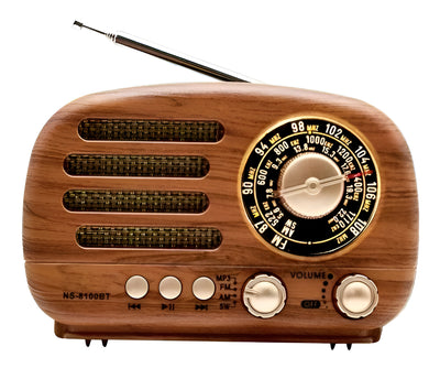 Radio AM y FM Parlante Bluetooth Vintage NS-8100BT - Tienvir