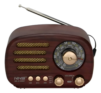 Radio AM y FM Parlante Bluetooth Vintage NS-8100BT - Tienvir