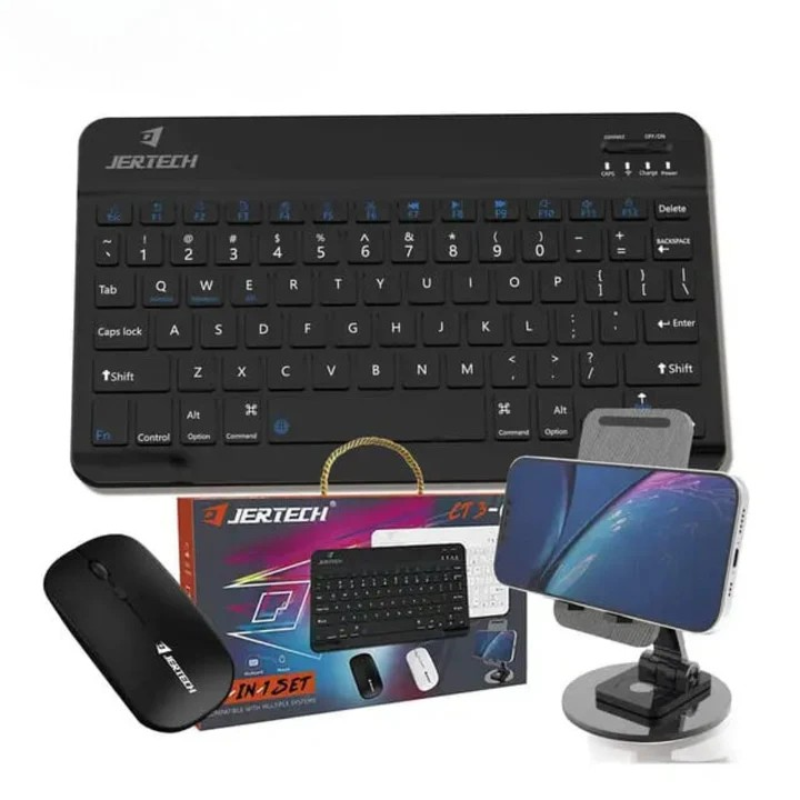 CT3-01 COMBO TECLADO Y MOUSE INALAMBRICO CON SOPORTE PARA CELULAR - Tienvir