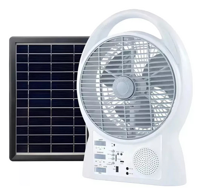 Ventilador Recargable Solar Panel 2 Bombillos Radio Parlante  Bluetooth Radio FM CGd-8029 - Tienvir
