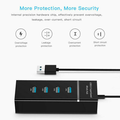 Hub 4 USB 3.0 5GB por segundo cable de 30cm - Tienvir