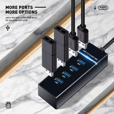 Hub 4 USB 3.0 5GB por segundo cable de 30cm - Tienvir