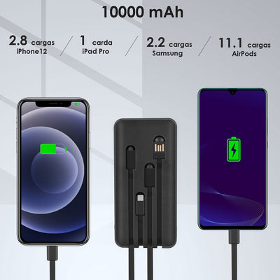 Power Bank 20000mA Carga Rápida Cuatro Cables GAR159 - Tienvir