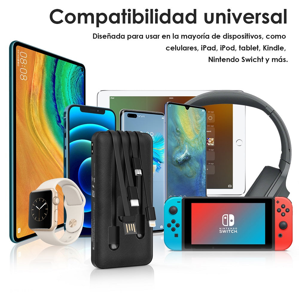 Power Bank 20000mA Carga Rápida Cuatro Cables GAR159