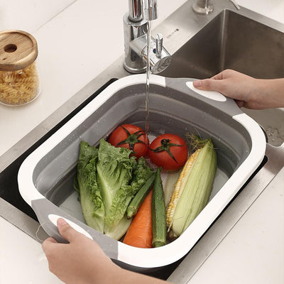 Tabla de picar 3 en 1 Plegable Almacenamiento Colador Cocina - Tienvir