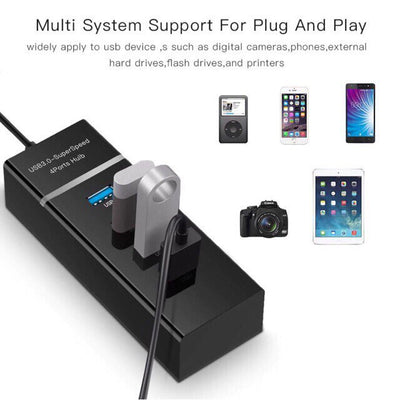 Hub 4 USB 3.0 5GB por segundo cable de 30cm - Tienvir