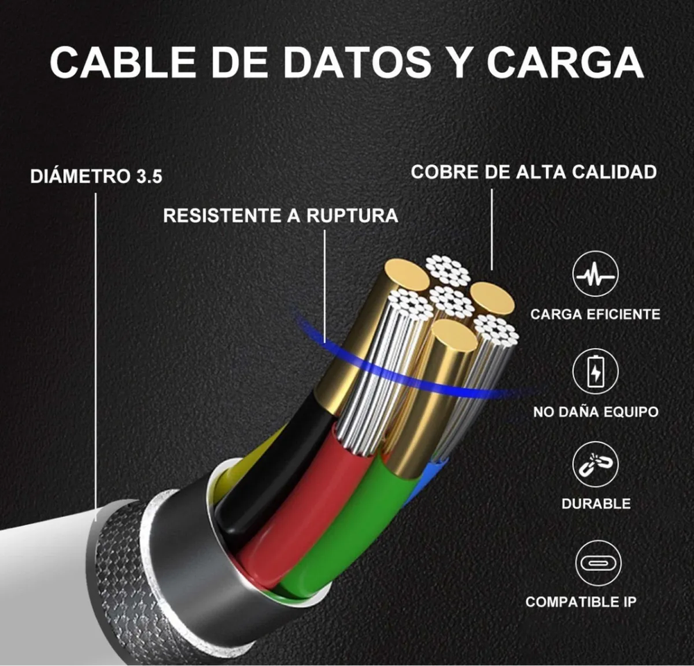 
                
                    Cargar imagen en el visor de la galería, Cable de Datos Carga Rápida Lightning iPhone 2 Metros CAB206
                
            