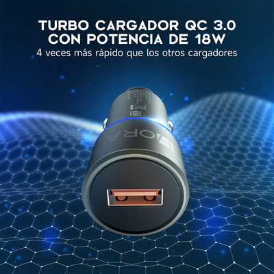 Cargador Carro Adaptador de Viaje Carga Rápida Gar116 18W USB a Tipo C