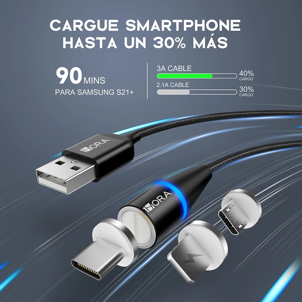 Cable de Datos Carga Rápida Magnético 3 Cabezales CAB253