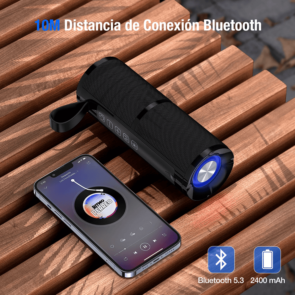 Parlante Bluetooth Negro/Rojo con Luces BOC060