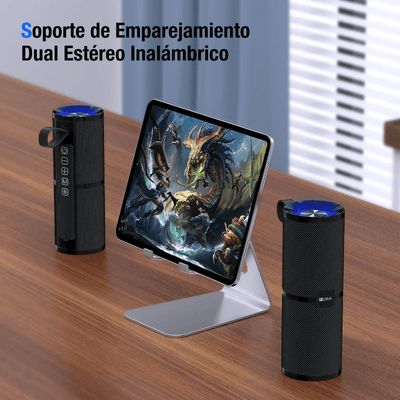 Parlante Bluetooth Negro/Rojo con Luces BOC060