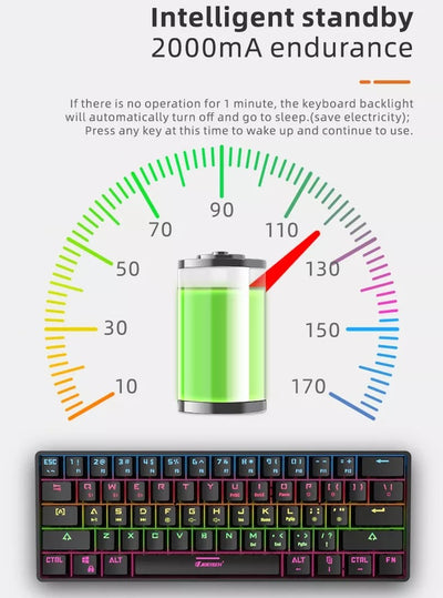 Teclado Mecánico Gamer RGB Bluetooth Switch Blue 60% JK530 - Tienvir